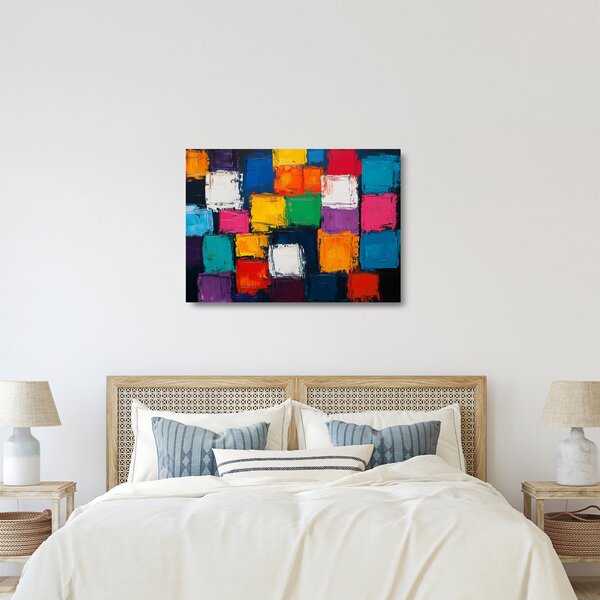 Staklena slika - Staklena slika šarenih kvadrata (70x50 cm)
