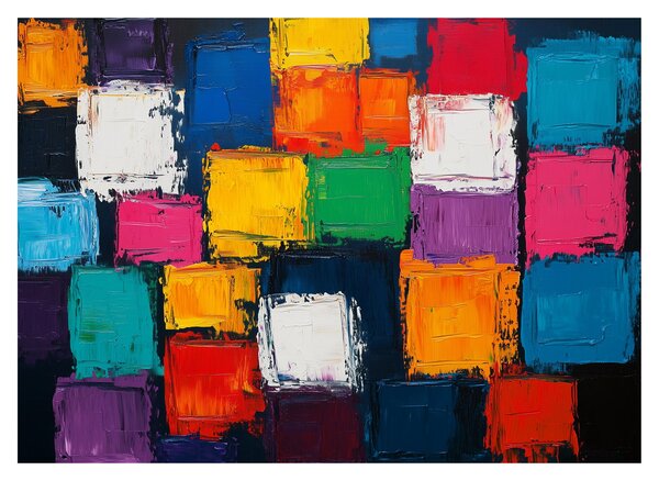 Staklena slika - Staklena slika šarenih kvadrata (70x50 cm)