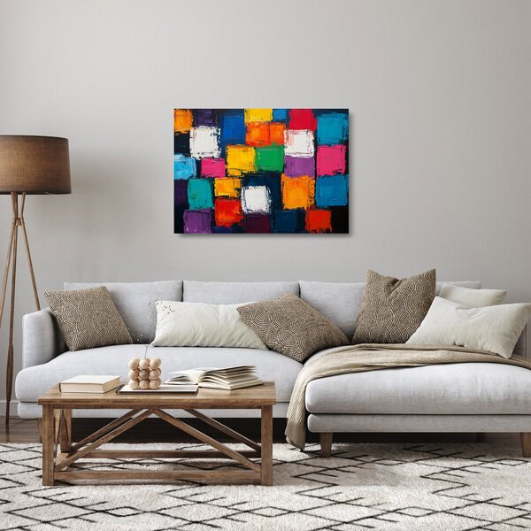 Staklena slika - Staklena slika šarenih kvadrata (70x50 cm)
