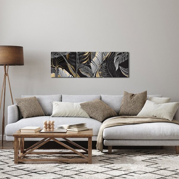 Slika - Zlatna džungla (sa satom) (90x30 cm)