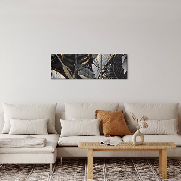 Slika - Zlatna džungla (sa satom) (90x30 cm)