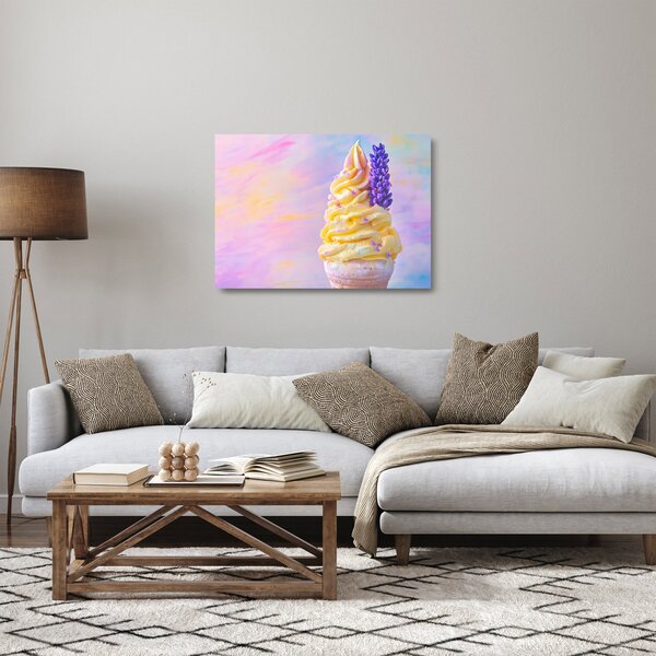 Staklena slika - Sladoled s lavandom (70x50 cm)