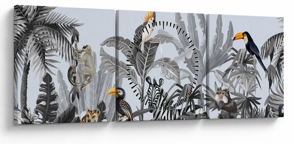 Slika - Ilustrirana džungla (sa satom) (90x30 cm)