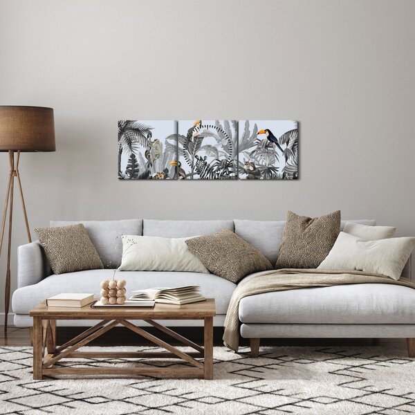 Slika - Ilustrirana džungla (sa satom) (90x30 cm)