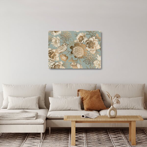 Staklena slika - Vrt s pticom (70x50 cm)
