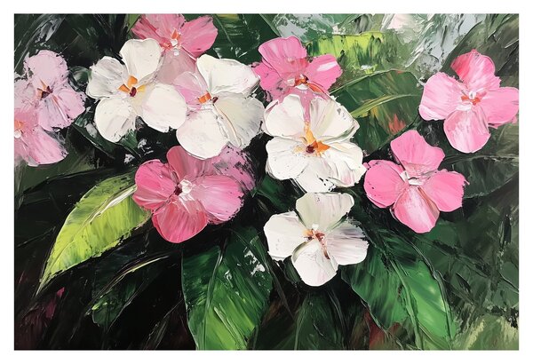 Slika - Ružičasti i bijeli cvjetovi (90x60 cm)