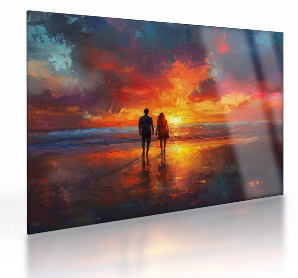 Staklena slika - Šetnja plažom (70x50 cm)