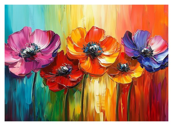 Slika - Pet šarenih cvjetova (70x50 cm)