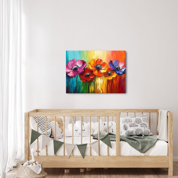 Slika - Pet šarenih cvjetova (70x50 cm)
