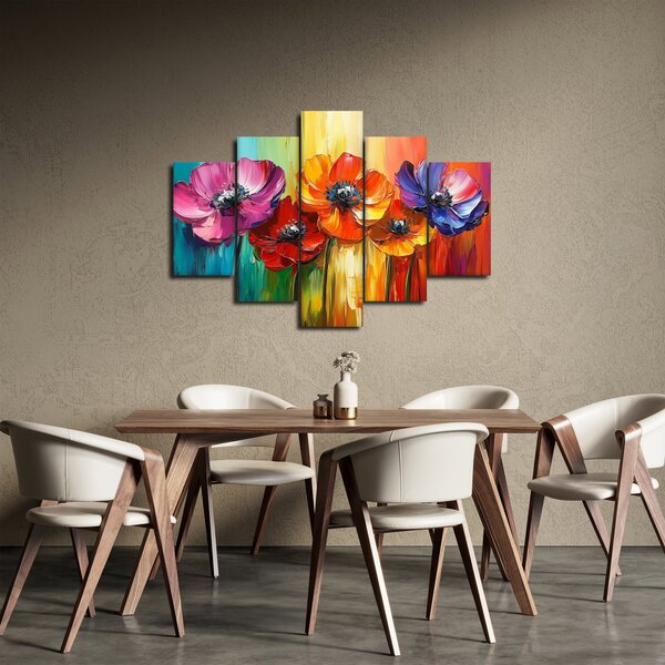 Slika - Pet šarenih cvjetova (150x105 cm)