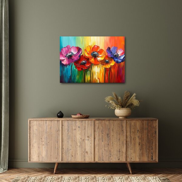 Slika - Pet šarenih cvjetova (70x50 cm)