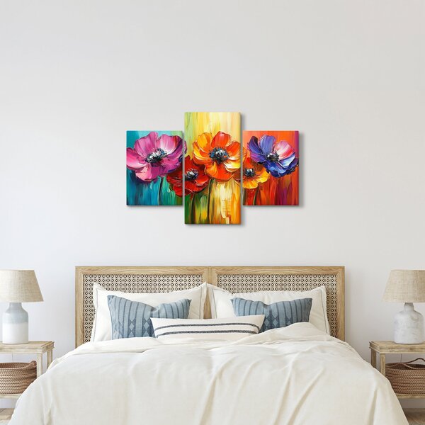 Slika - Pet šarenih cvjetova (90x60 cm)