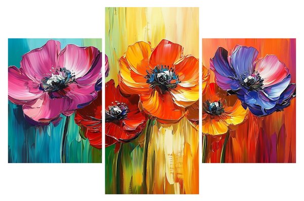 Slika - Pet šarenih cvjetova (90x60 cm)