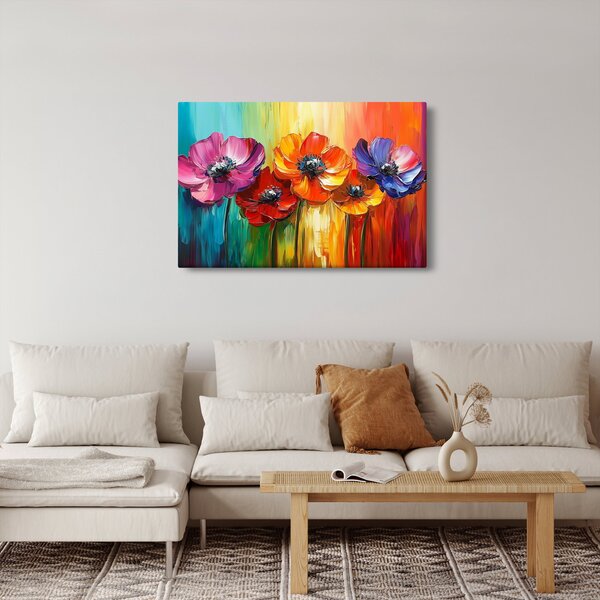 Slika - Pet šarenih cvjetova (90x60 cm)