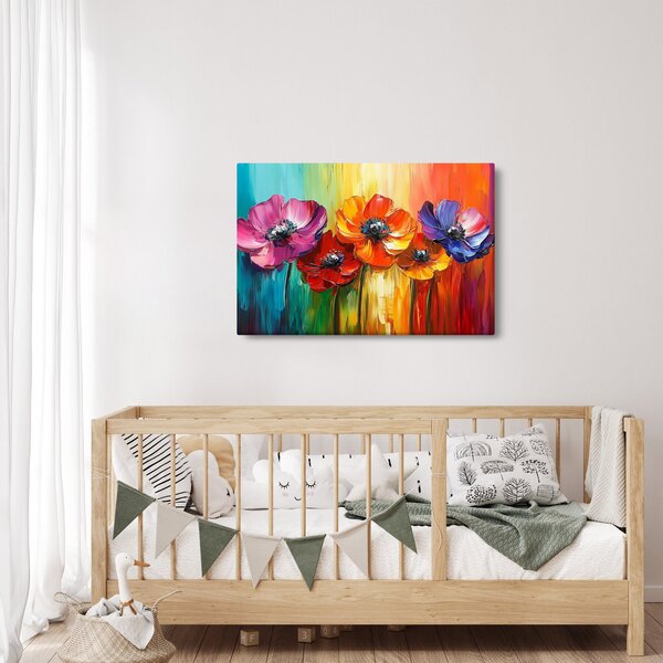 Slika - Pet šarenih cvjetova (90x60 cm)