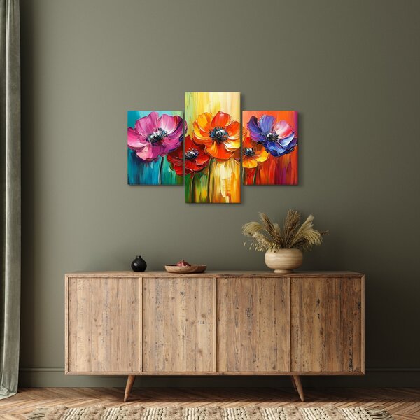 Slika - Pet šarenih cvjetova (90x60 cm)