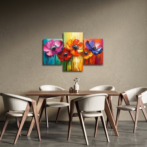 Slika - Pet šarenih cvjetova (90x60 cm)