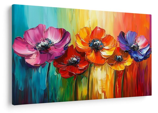 Slika - Pet šarenih cvjetova (90x60 cm)