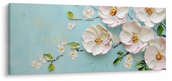 Slika - Cvjetići na plavoj pozadini (120x50 cm)