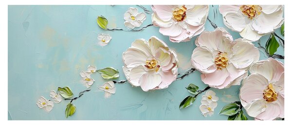 Slika - Cvjetići na plavoj pozadini (120x50 cm)