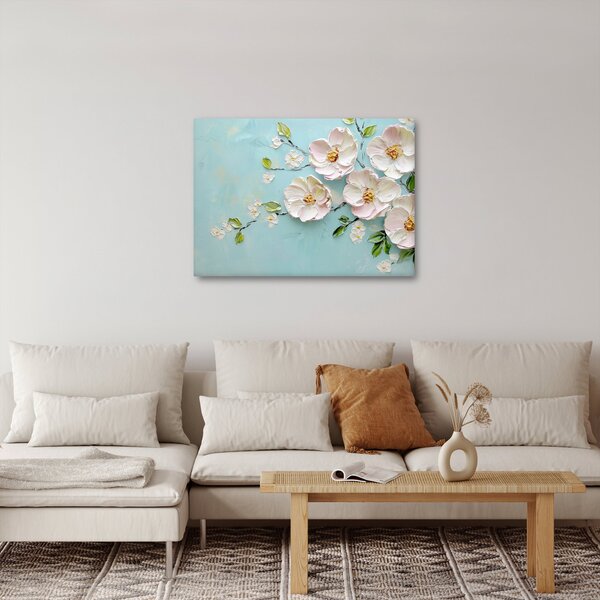 Slika - Cvjetići na plavoj pozadini (70x50 cm)