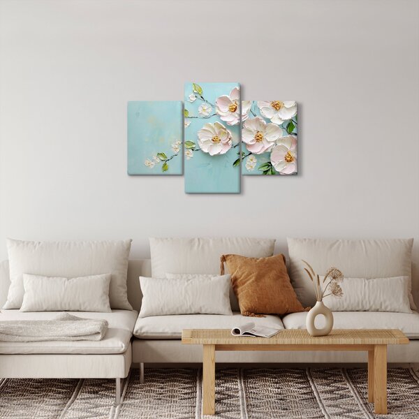 Slika - Cvjetići na plavoj pozadini (90x60 cm)