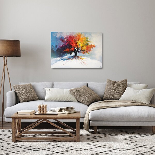 Staklena slika - Šareno drvo (70x50 cm)