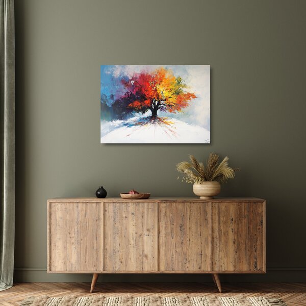 Staklena slika - Šareno drvo (70x50 cm)