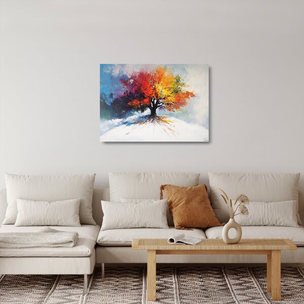 Staklena slika - Šareno drvo (70x50 cm)