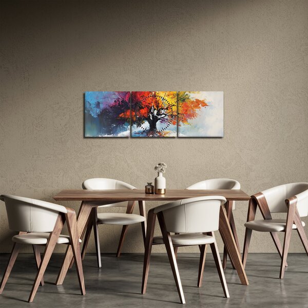 Slika - Šareno drvo (sa satom) (90x30 cm)