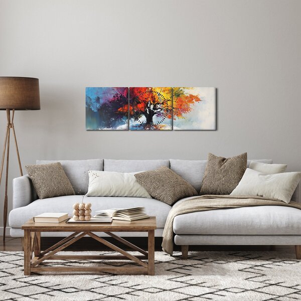 Slika - Šareno drvo (sa satom) (90x30 cm)