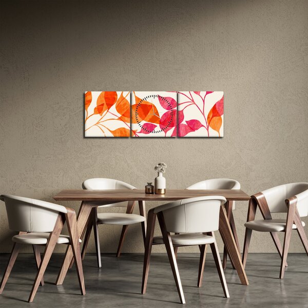 Slika - Narančasto lišće (sa satom) (90x30 cm)