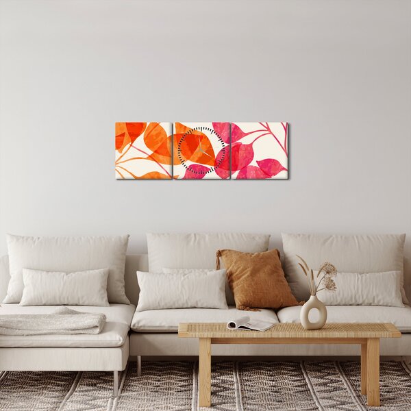 Slika - Narančasto lišće (sa satom) (90x30 cm)