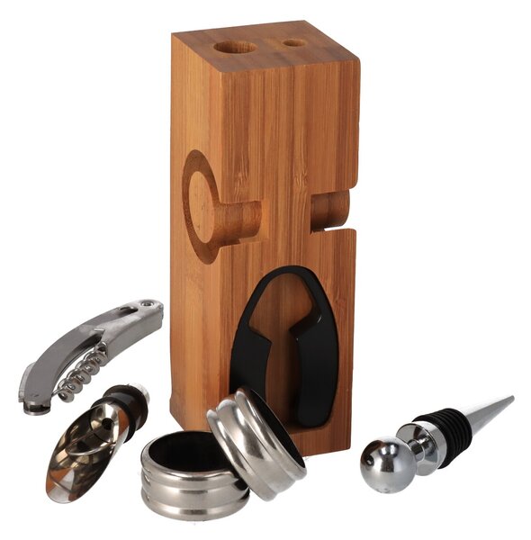 ATMOWOOD Vinski set u drvenom stalku