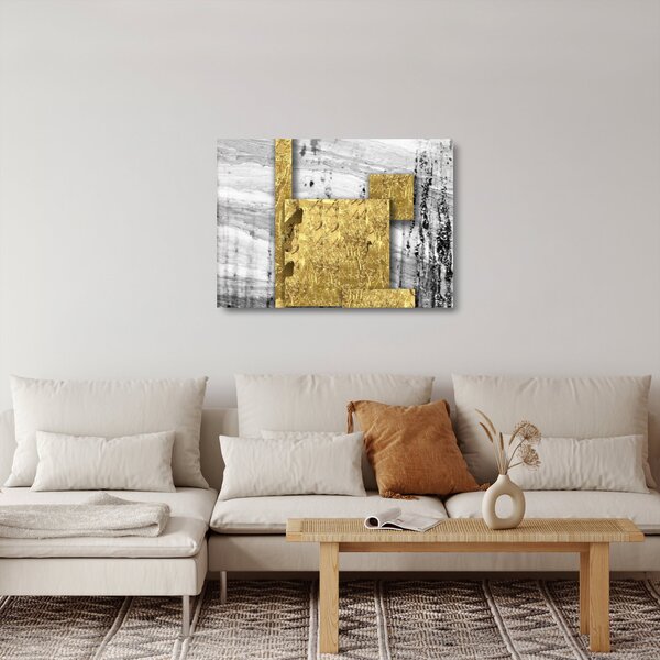 Staklena slika - Zlatni kvadrati N⁰1 (70x50 cm)