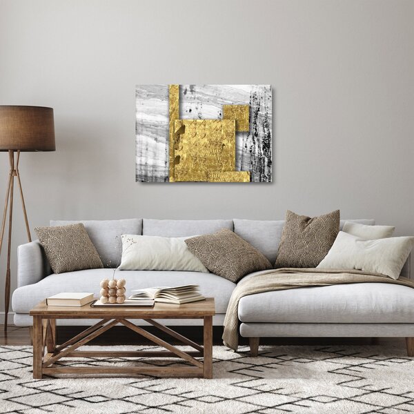 Staklena slika - Zlatni kvadrati N⁰1 (70x50 cm)