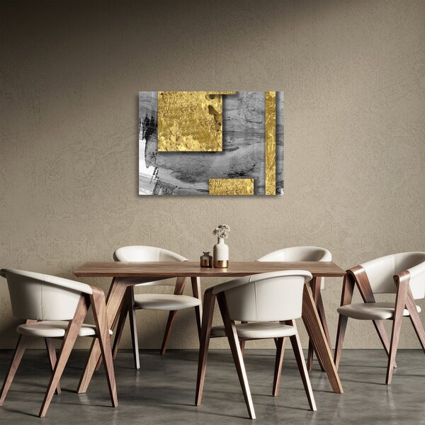 Staklena slika - Zlatni kvadrati N⁰2 (70x50 cm)
