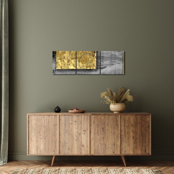 Slika - Zlatni kvadrati N⁰2 (sa satom) (90x30 cm)