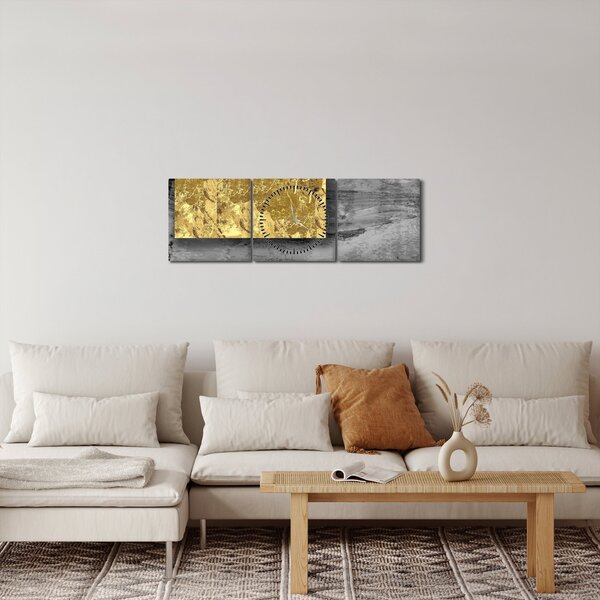 Slika - Zlatni kvadrati N⁰2 (sa satom) (90x30 cm)