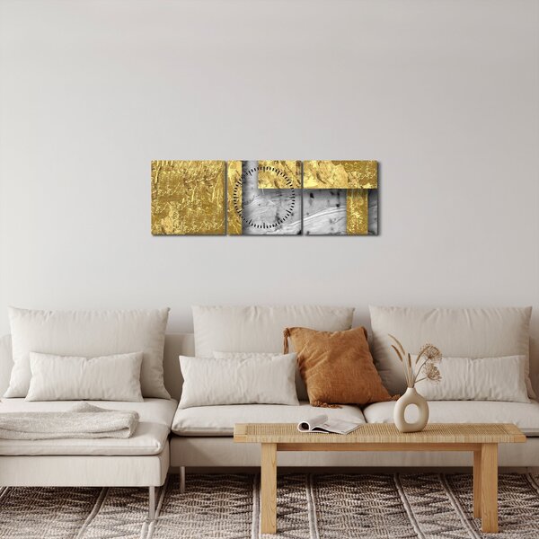 Slika - Zlatni kvadrati N⁰3 (sa satom) (90x30 cm)