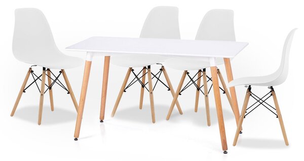Bijeli blagovaonski set 1+4, stol BERGEN 120 + stolice YORK OSAKA