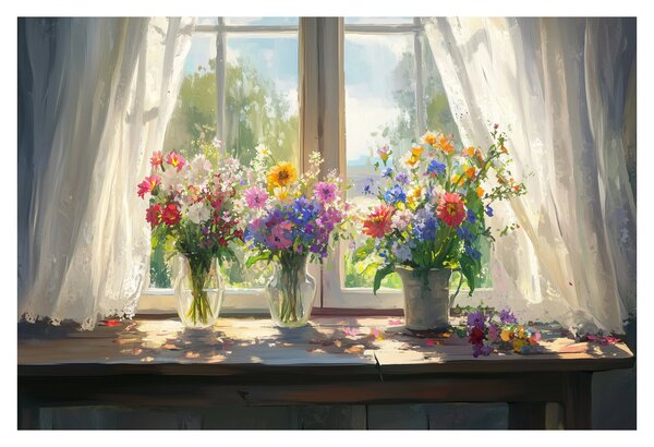 Slika - Buket kraj prozora (90x60 cm)