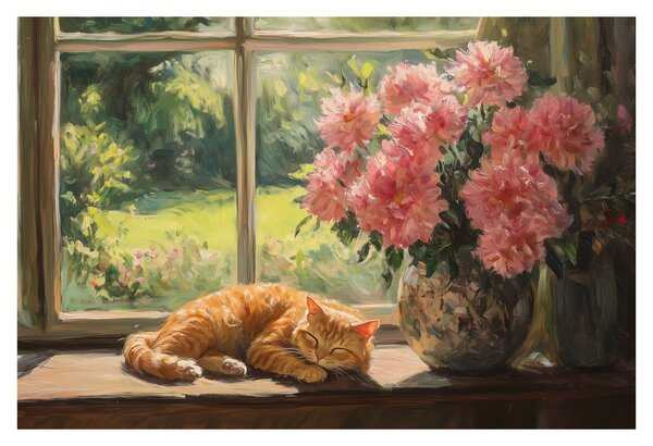 Slika - Mačka na prozoru (90x60 cm)