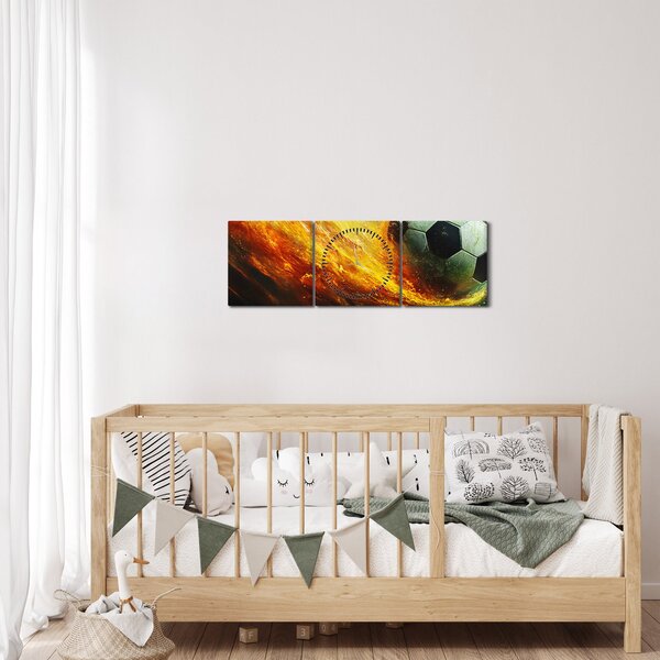 Slika - Nogometna lopta u letu (sa satom) (90x30 cm)