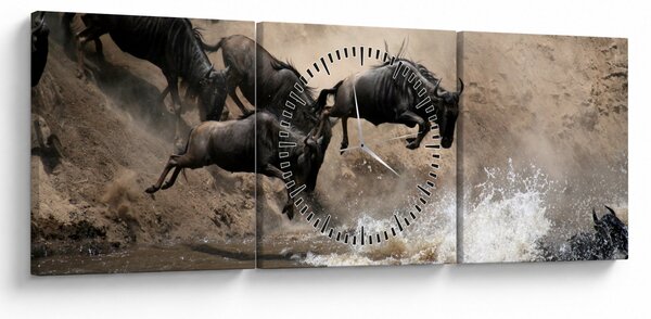 Slika - Krdo gnuova (sa satom) (90x30 cm)