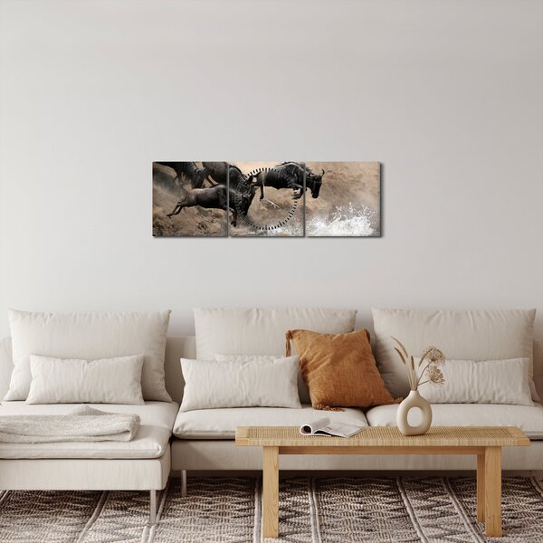 Slika - Krdo gnuova (sa satom) (90x30 cm)