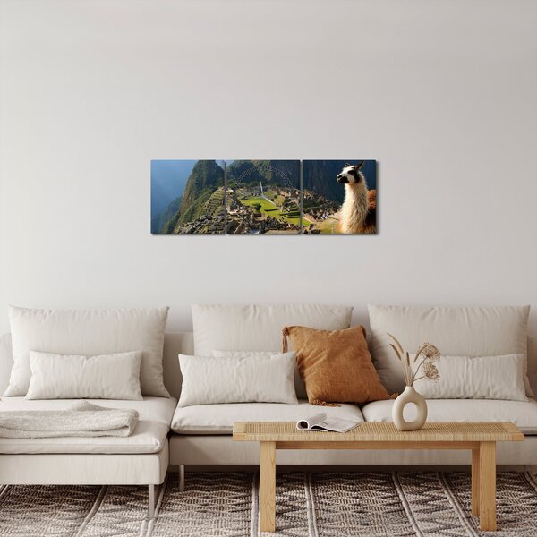 Slika - Lama i Machu Picchu (sa satom) (90x30 cm)