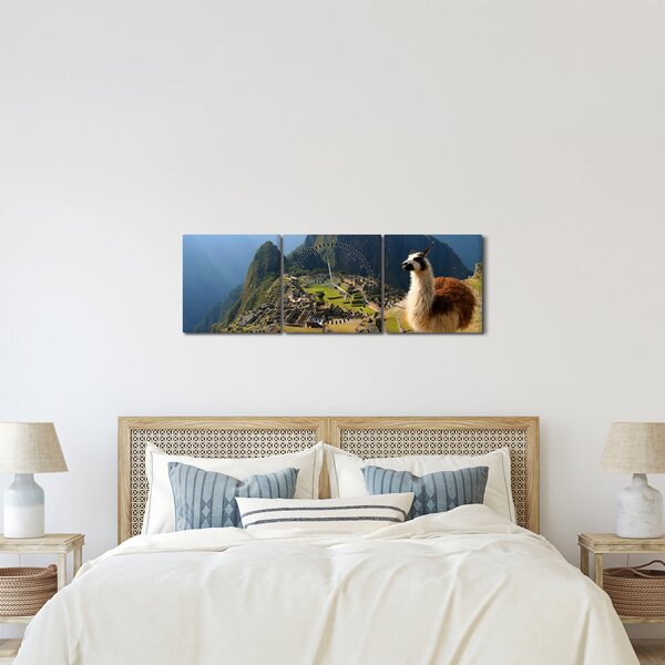 Slika - Lama i Machu Picchu (sa satom) (90x30 cm)