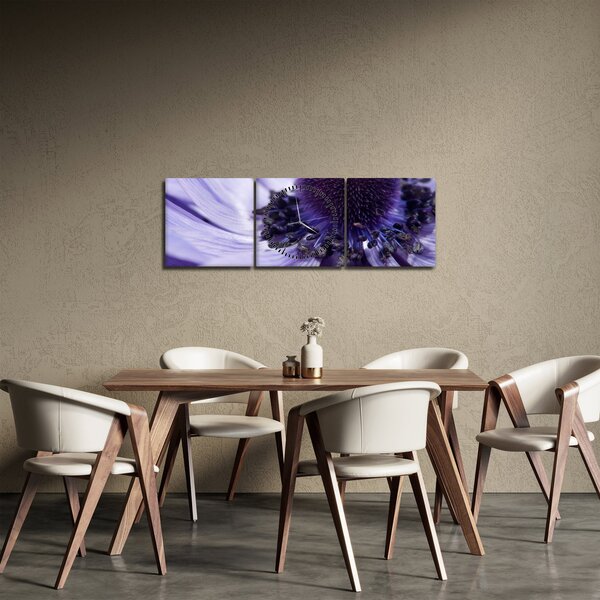 Slika - Ljubičasti cvijet (sa satom) (90x30 cm)