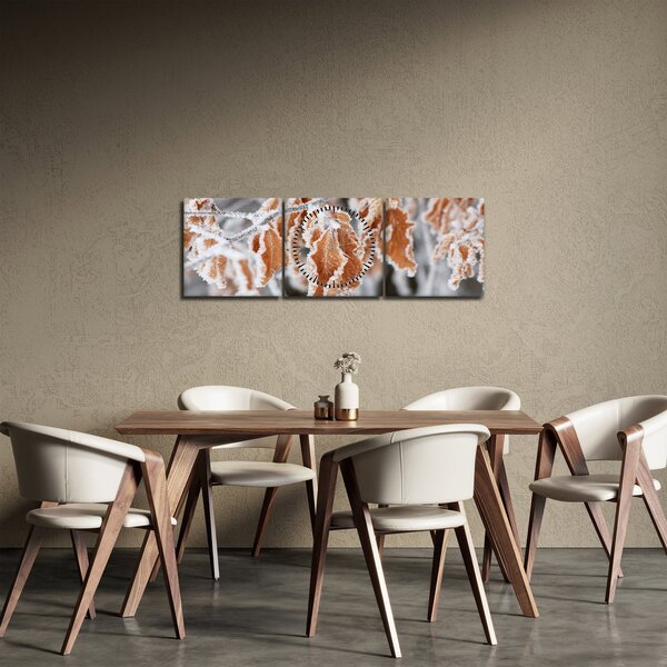 Slika - Smrznuto lišće (sa satom) (90x30 cm)